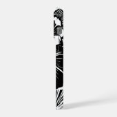 Black White Floral Pattern Bold Botanical Aestheti iPhoneケース (左側面)