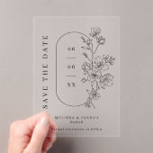 Black & White Floral Photo Wedding Save the Date アクリル招待状 (インサイチュ (ポータブル))