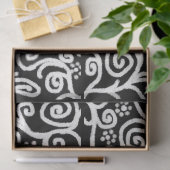 Black White Floral Swirls Flowers Decoupage 薄葉紙 (ギフト)