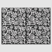 Black White Floral Swirls Flowers Decoupage 薄葉紙 (正面)