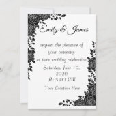“Black & White Floral Wedding Invitation 招待状 (正面)