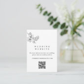 Black & White Floral Wedding Website QR Code エンクロージャーカード (スタンド正面)