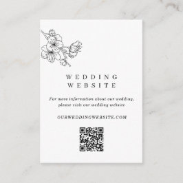 Black & White Floral Wedding Website QR Code エンクロージャーカード