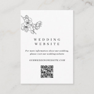 Black & White Floral Wedding Website QR Code エンクロージャーカード