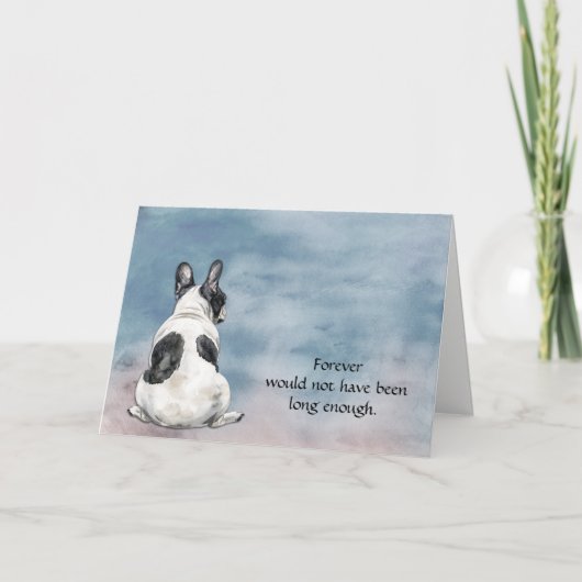Black White French Bulldog Sympathy Card シーズンカード (正面)