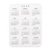 Black White Full Year 2026 Calendar Fridge Kitchen マグネット (縦)