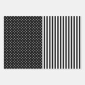 Black & White Fun & Unique Stripes & Polka Dots ラッピングペーパーシート (正面)