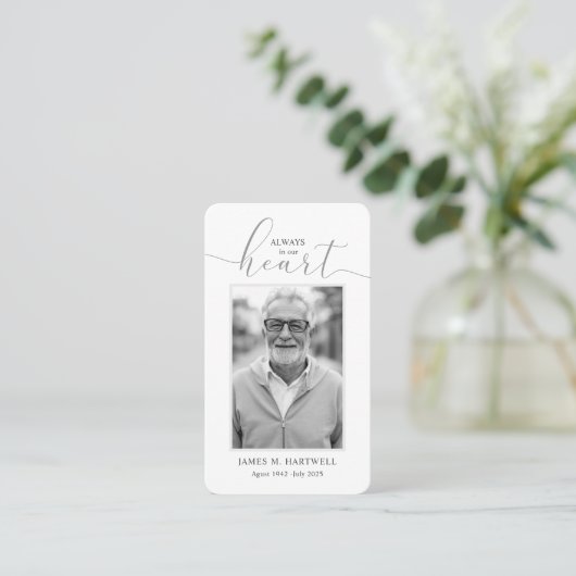 Black & White Funeral Photo Sympathy Modern 名刺 (スタンド正面)