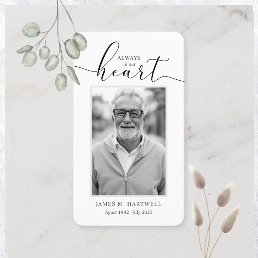 Black & White Funeral Photo Sympathy Modern 名刺