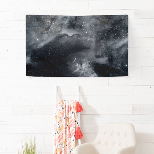 Black White Galaxy Nebula Painting 横断幕 (インサイチュ)