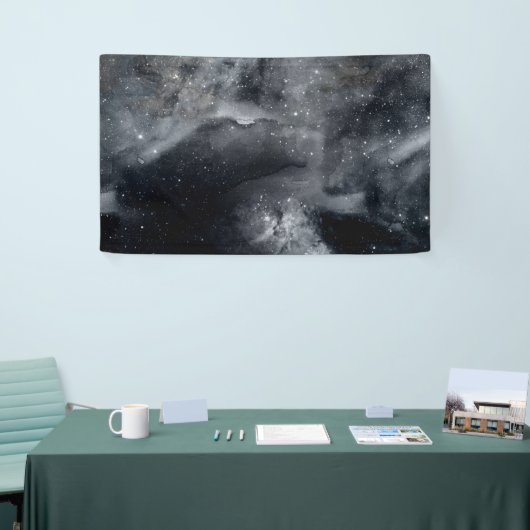 Black White Galaxy Nebula Painting 横断幕 (トレードショー)