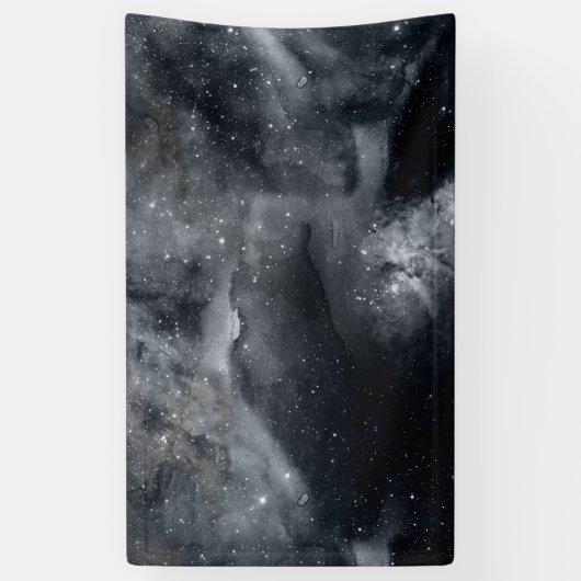 Black White Galaxy Nebula Painting 横断幕 (縦)
