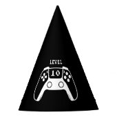 Black White Gaming Boy Birthday パーティーハット (正面)