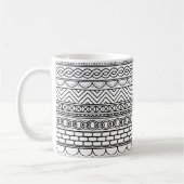 Black & White Geometric Border Sampler Pattern コーヒーマグカップ (左)