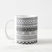 Black & White Geometric Border Sampler Pattern コーヒーマグカップ (左)