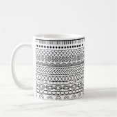 Black & White Geometric Border Sampler Pattern コーヒーマグカップ (左)