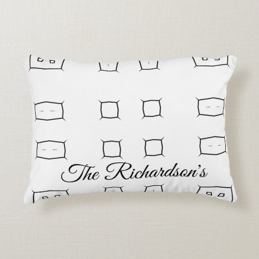 Black White Geometric Pattern | Minimal Abstract アクセントクッション (正面)