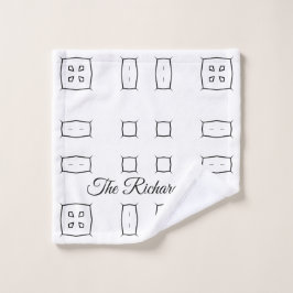 Black White Geometric Pattern | Minimal Abstract ウォッシュタオル