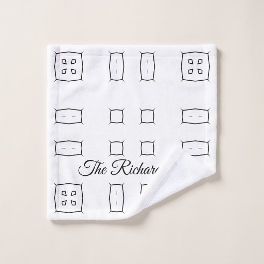 Black White Geometric Pattern | Minimal Abstract ウォッシュタオル (ウォッシュタオル)