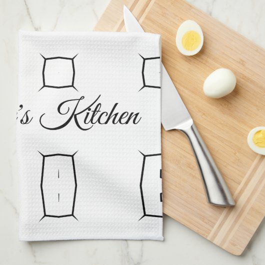 Black White Geometric Pattern | Minimal Abstract キッチンタオル (四つ折り)