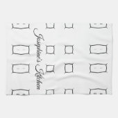 Black White Geometric Pattern | Minimal Abstract キッチンタオル (横)