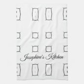 Black White Geometric Pattern | Minimal Abstract キッチンタオル (縦)