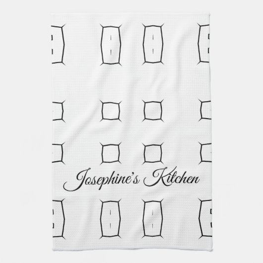 Black White Geometric Pattern | Minimal Abstract キッチンタオル (縦)