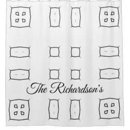 Black White Geometric Pattern | Minimal Abstract シャワーカーテン