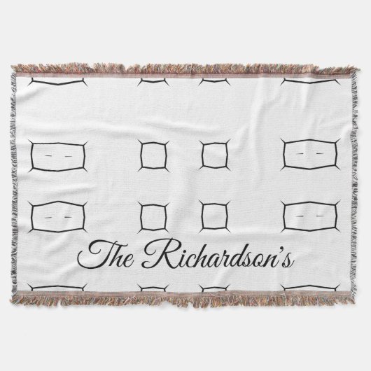 Black White Geometric Pattern | Minimal Abstract スローブランケット (正面)