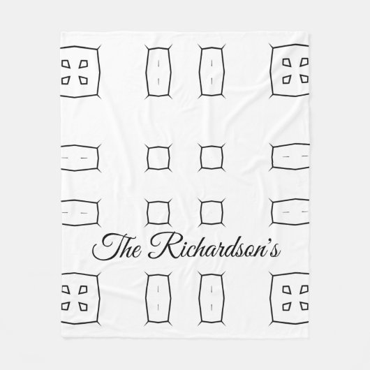 Black White Geometric Pattern | Minimal Abstract フリースブランケット (正面)