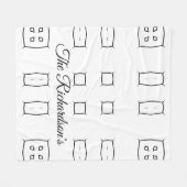 Black White Geometric Pattern | Minimal Abstract フリースブランケット (正面(横))