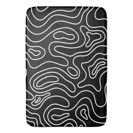 Black & white geometric texture pattern バスマット (正面縦)