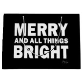 Black & White Gift Bag | Merry & All Things Bright ラージペーパーバッグ (正面)