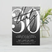 Black White Glitter 30th Birthday 招待状 (スタンド正面)