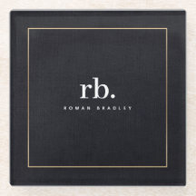 Black White Gold Fabric Effect Elegant Monogram