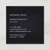 Black White Gold Fabric Effect Elegant Monogram スクエア名刺 (裏面)