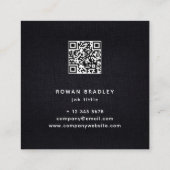 Black White Gold Fabric Effect Elegant QR Code スクエア名刺 (裏面)