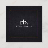 Black White Gold Fabric Effect Elegant QR Code スクエア名刺 (正面)