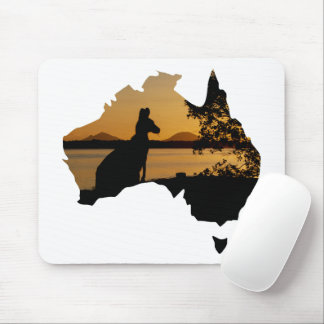 Black, White & Gold Kangaroo Sunset Australia マウスパッド