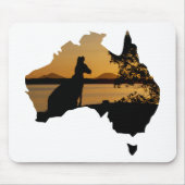 Black, White & Gold Kangaroo Sunset Australia マウスパッド (正面)