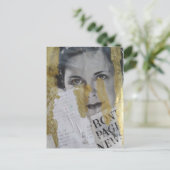 black white gold lady Front Page News collage ポストカード (スタンド正面)