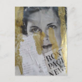 black white gold lady Front Page News collage ポストカード (正面)