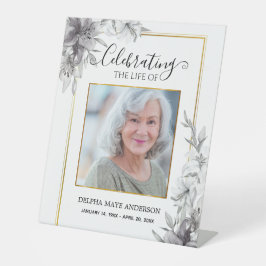 Black, White Gold Minimalist Funeral 台座サイン