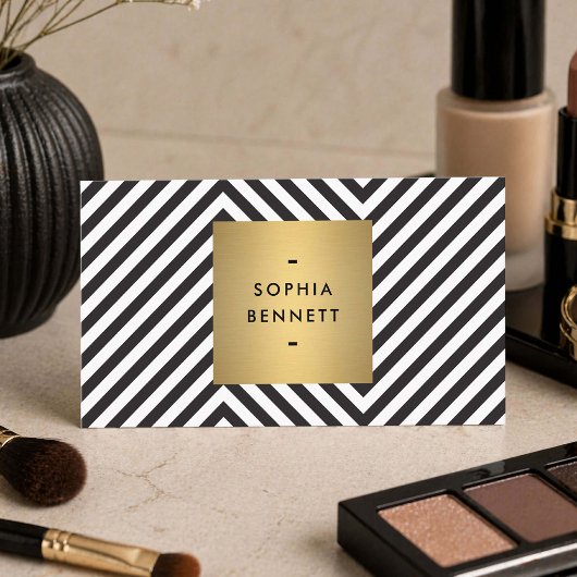 Black White Gold Modern Makeup Artist 名刺