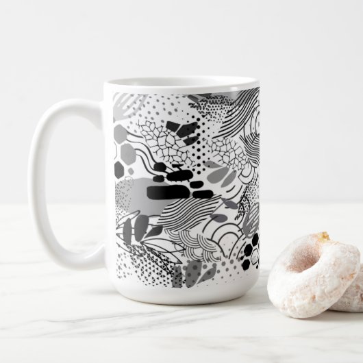 black, white, gradient abstract design mug  コーヒーマグカップ (ドーナツ)