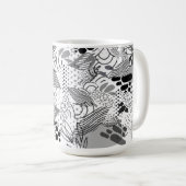 black, white, gradient abstract design mug  コーヒーマグカップ (正面右)