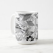 black, white, gradient abstract design mug  コーヒーマグカップ (正面左)