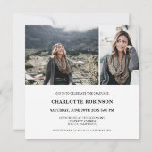 Black white graduate script photo graduation 招待状 (裏面)