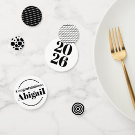 Black & White Graduation 2026 Custom Name Confetti コンフェッティ