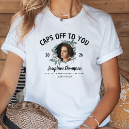 Black & White Graduation 2026 Floral Grad Photo トライブレンドＴシャツ